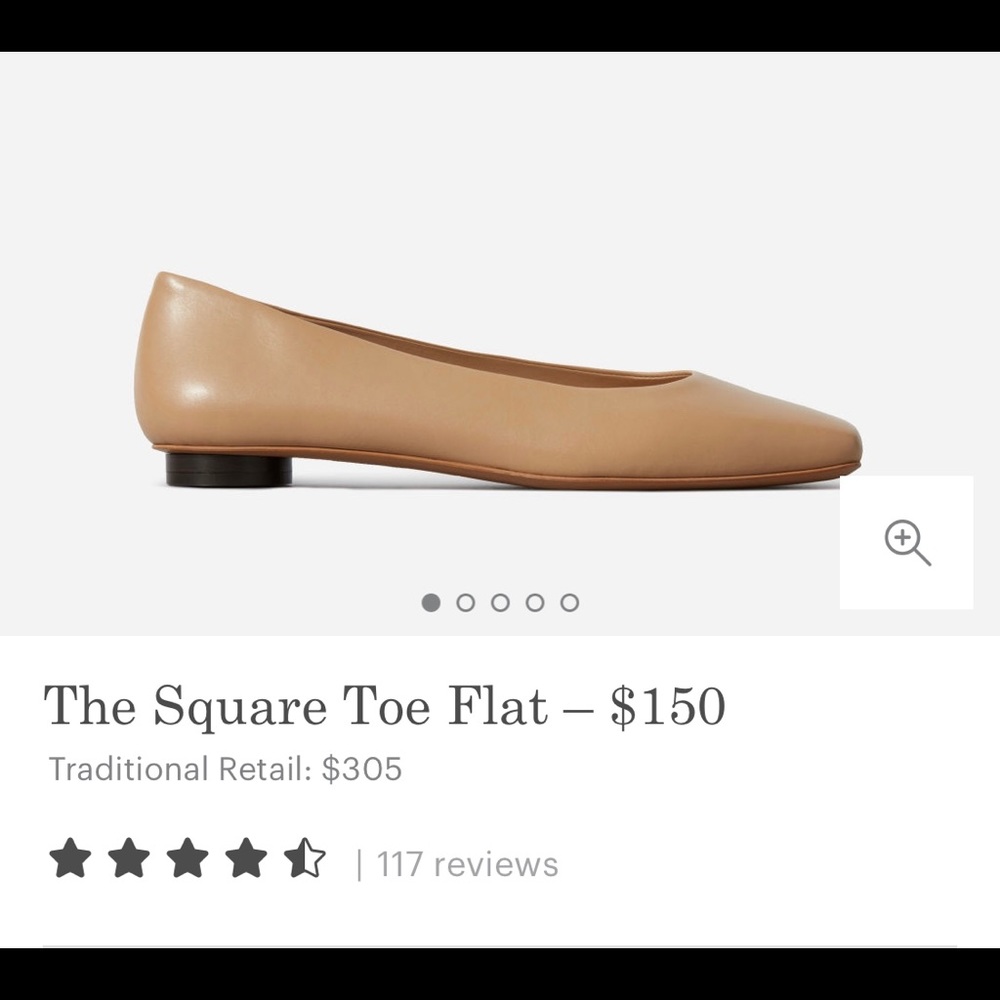 Everlane Square Toe Flat, 6.5, light taupe